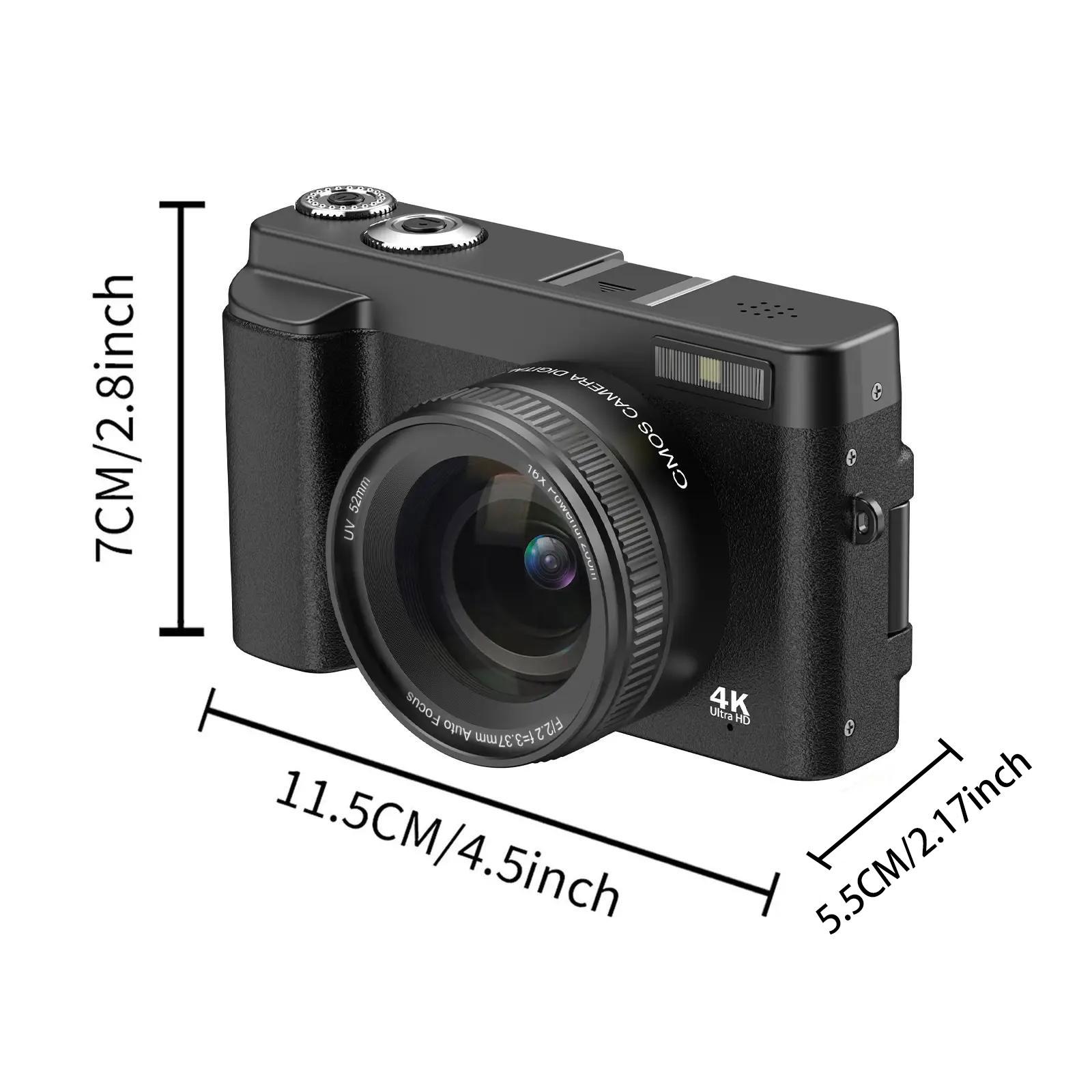 DC101 Digital Camera, 4K Video Recording & 48MP Auto Focus Camera, 180 Degree Flippable Display Camera, 16X Magnification Digital Camera with 32G Memory Card, Ideal Gift for Photography Beginners