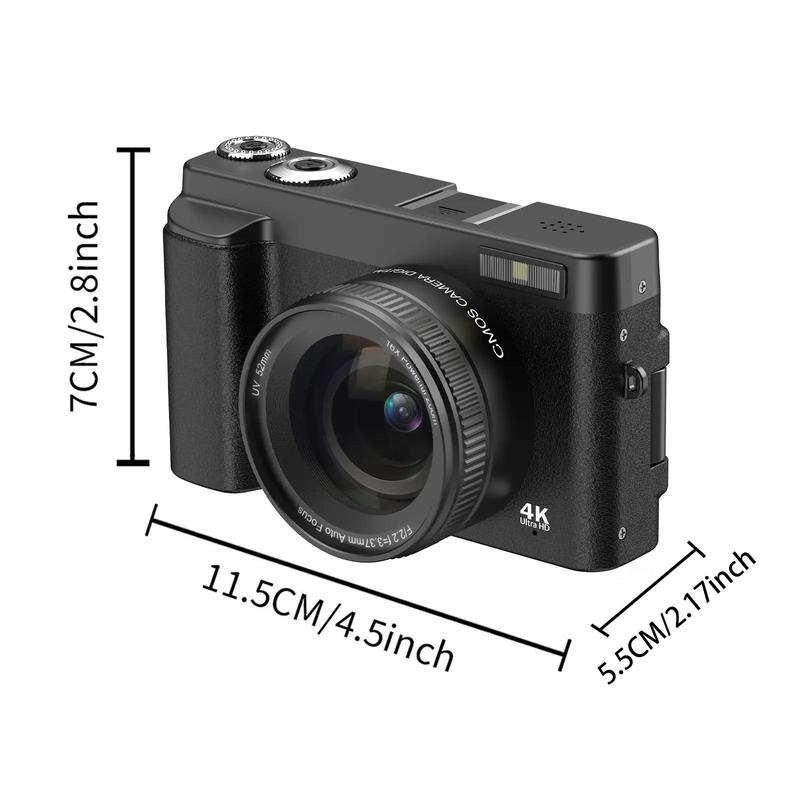 DC101 Digital Camera, 4K Video Recording & 48MP Auto Focus Camera, 180 Degree Flippable Display Camera, 16X Magnification Digital Camera with 32G Memory Card, Ideal Gift for Photography Beginners