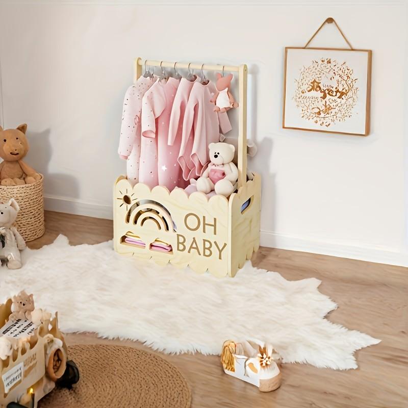 Baby Closet Organizer Rack, Wooden Baby Clothes Hanger, Rainbow Toy Storage Shelf, Infant Wardrobe Display Stand, Oh Baby Brand