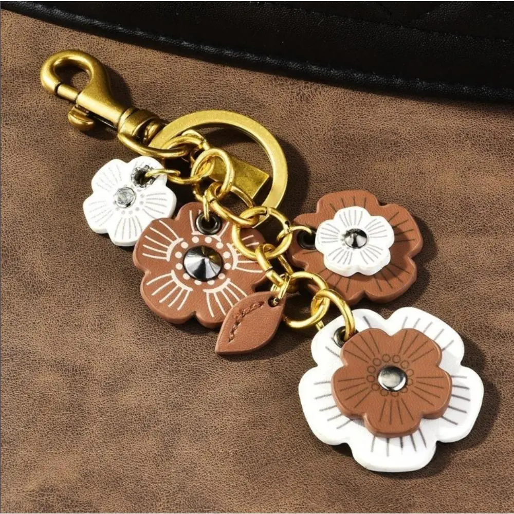 Leather Camellia Bag Charm | Y2K Aesthetic Flower Keychain & Trendy Fashion Accessory for Women