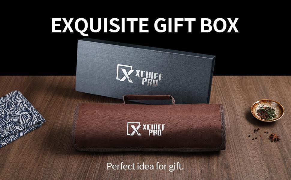 Xchief Pro Japan Knife Set, High Carbon Steel Japan Nakiri Santoku Knife Set, Hand Forged Meat Cleaver Butcher Knife with Accessories for Kitchen, Camping BBQ Knives Set with Bag