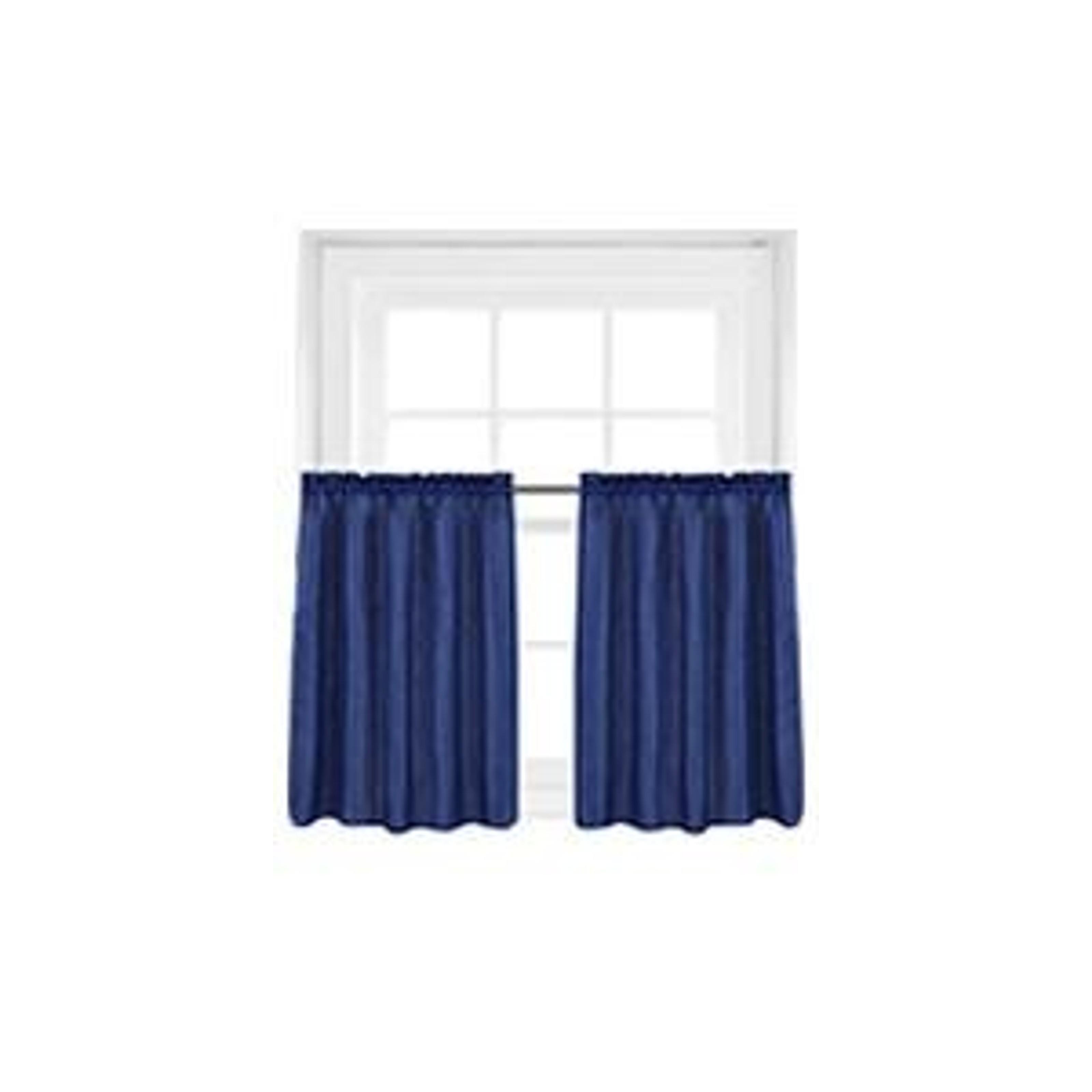 Waffle Weave Textured Bathroom Window Curtains Water Repellent Window Covering Half Window Curtains Kitchen Tiers 24 inch Length, Turquoise, Set of 2
