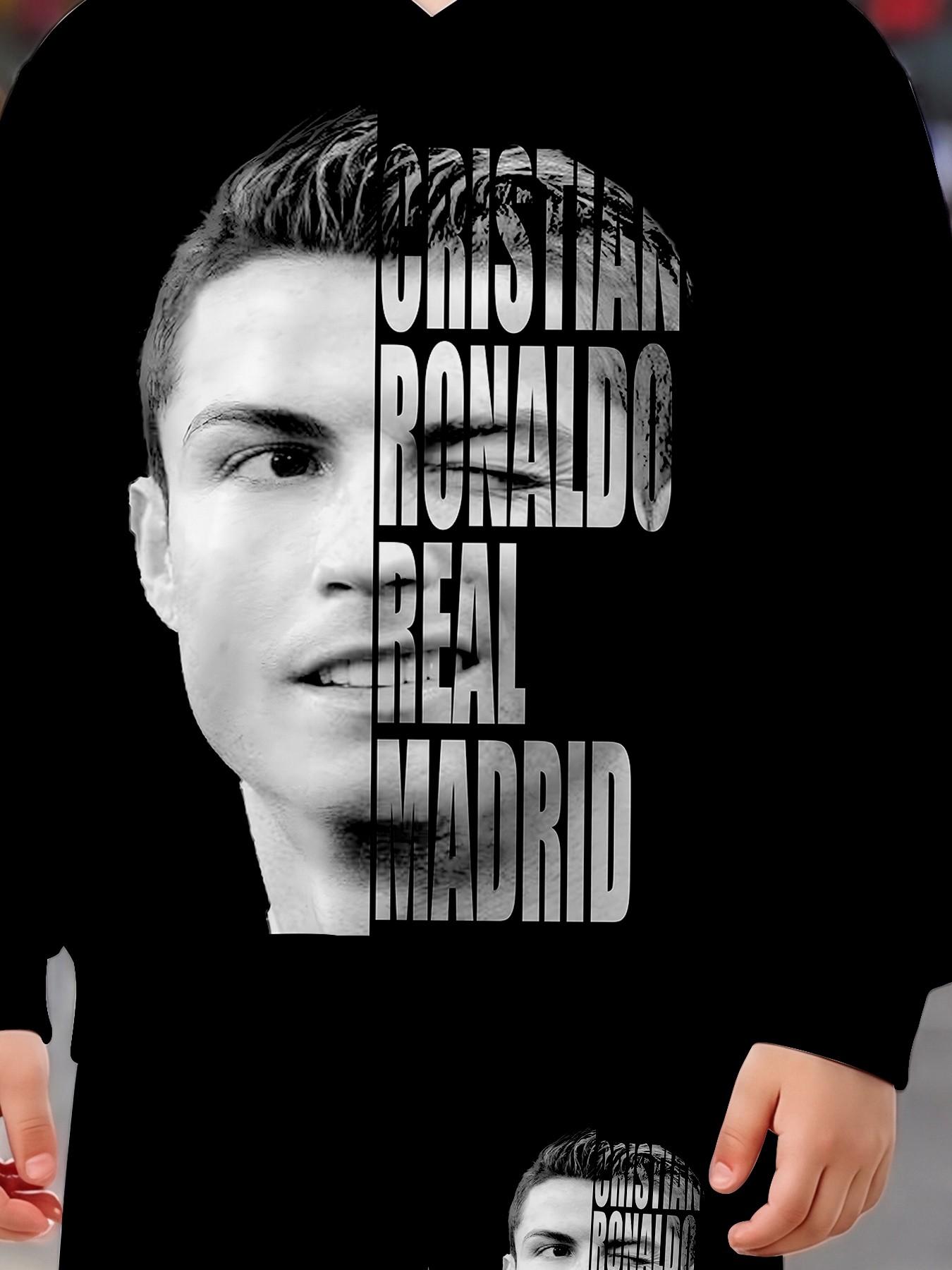 Cristiano Portrait Unisex Kids Sweatshirt and Pants Set, Long Sleeve Loose Fit, Fall Winter Casual Wear, All over Print