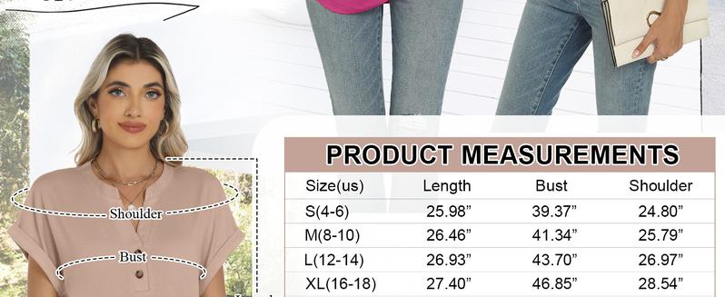 ANRABESS Women's Short Sleeve Henley Tops V Neck Summer Casual Loose Dressy Shirts Blouse Basic Tees