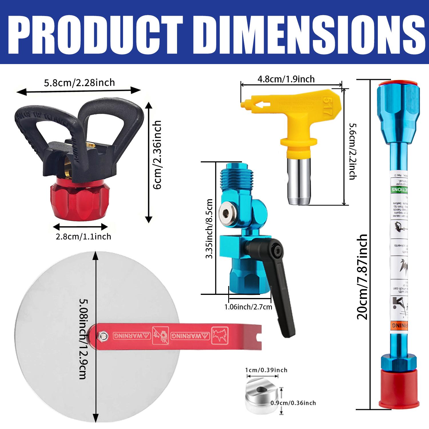 Airless Gun Guide Edge Spray Tools, Paint Accessories Extensions, Airless Sprayer Nozzles 315 Head, 7.87" Extension Rod, Spray Baffles