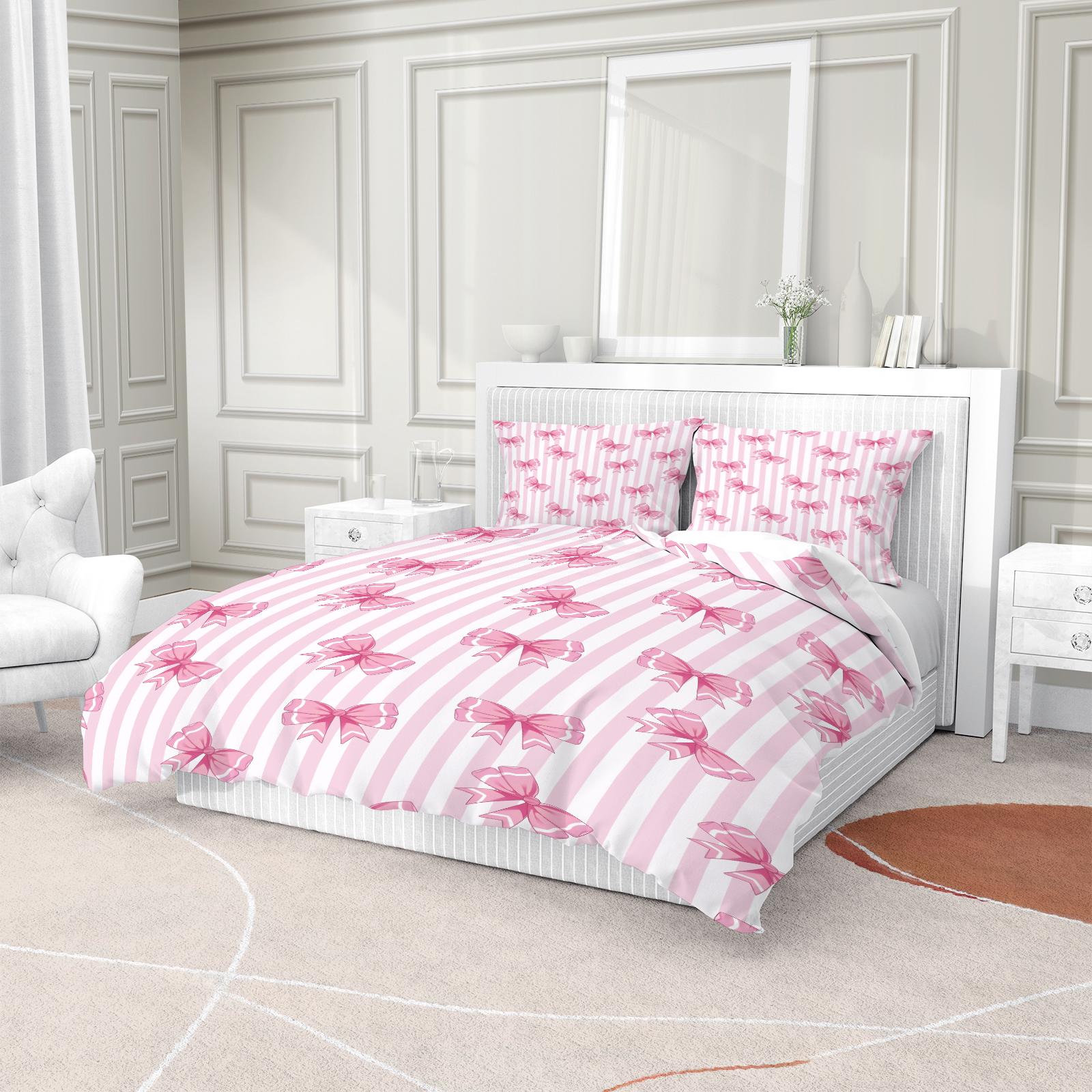 2/3Pcs Cute Bow Knot Duvet Cover Set, Pastel Ribbon Bedding for Bedroom, Warm Gift for Teen Girls and Women, Filling Not Included