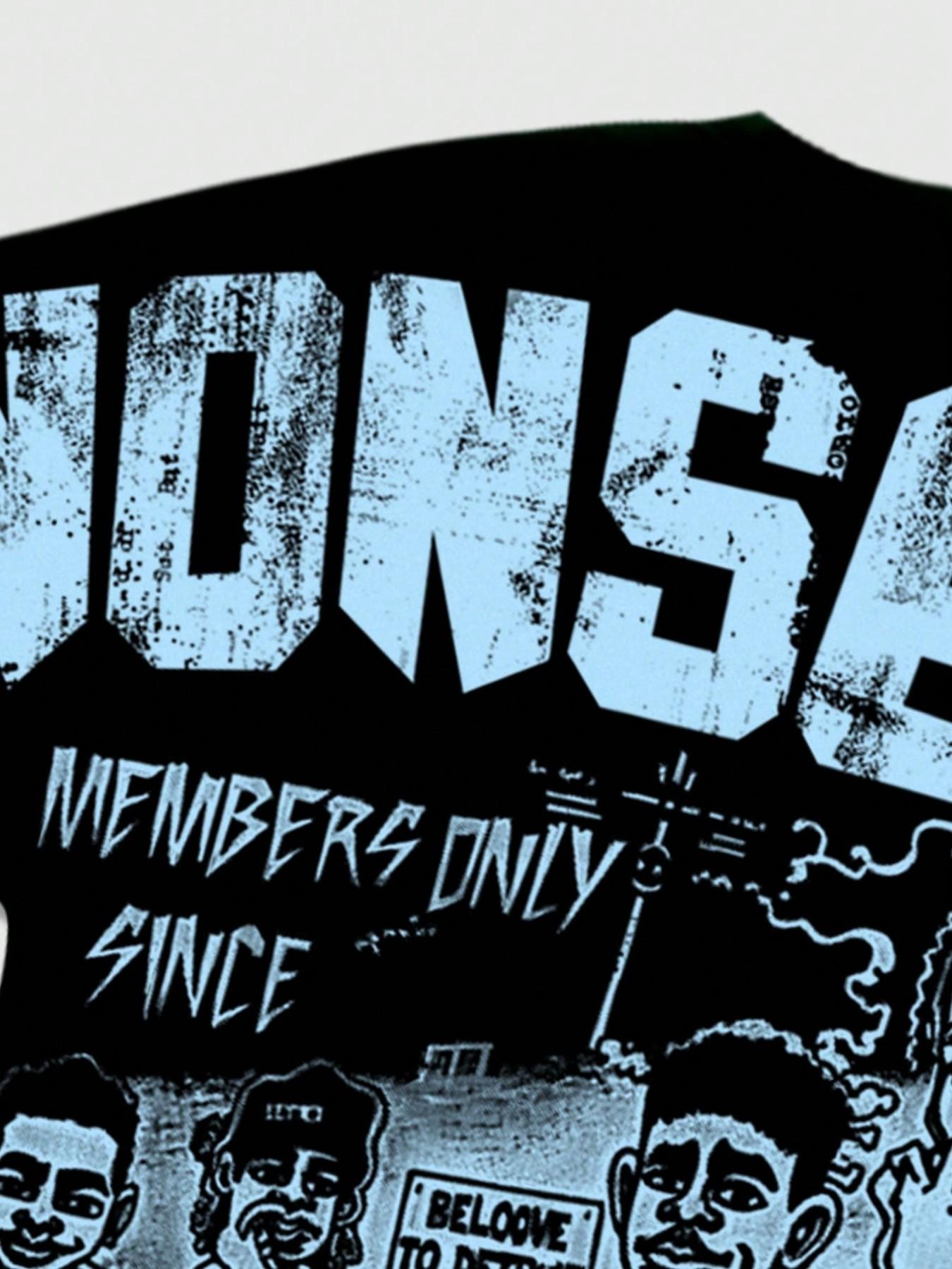 Cartoon line art Y2K style batwing sleeve T-shirt with loose fit, streetwear hip-hop portrait character print loose shirt unisex, European and American party club casual wear geometric aesthetic short sleeve