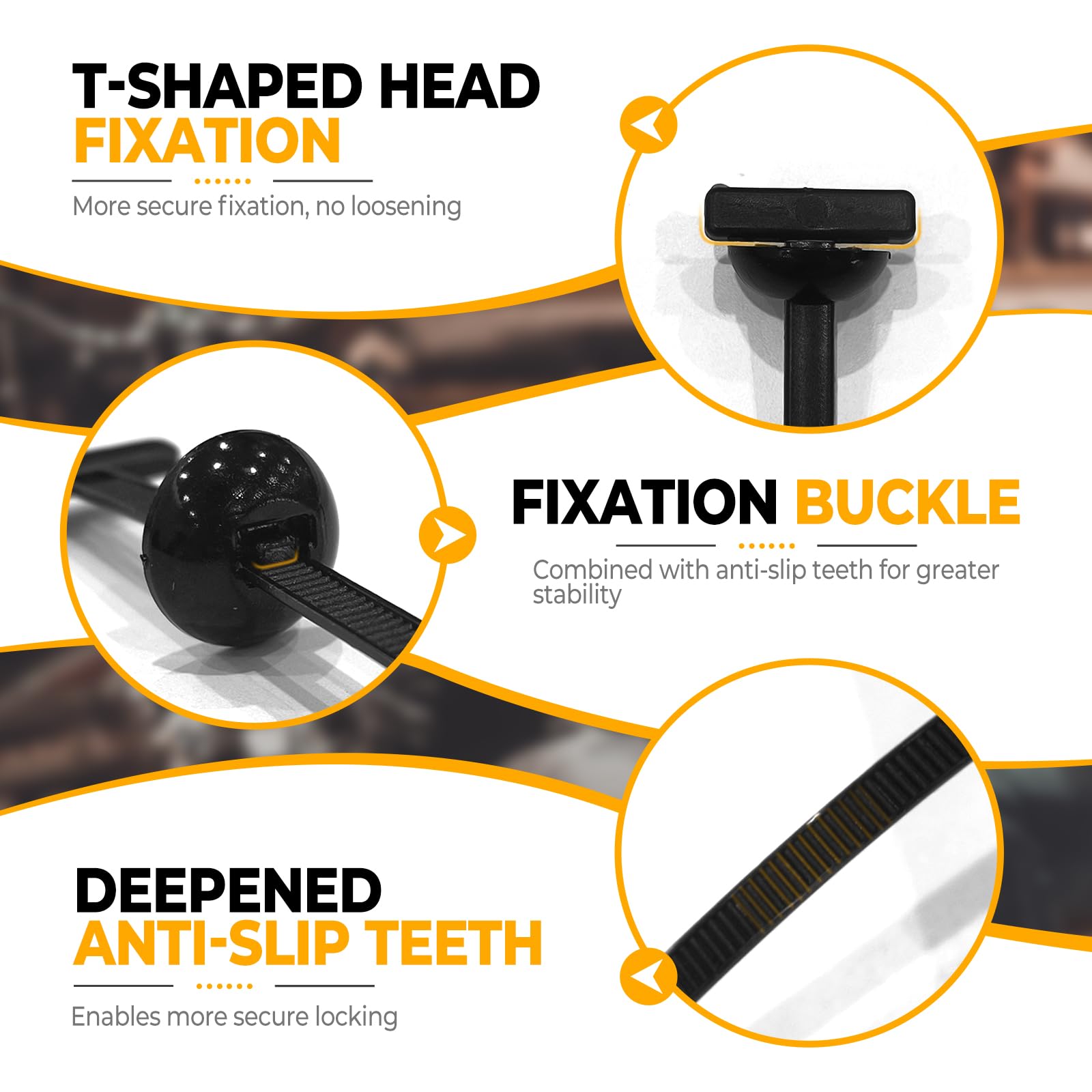 30/50/100 Pcs Nylon Universal Cable Tie Buckle - New Multifunctional Nylon Zip Ties With Pin & Button Design Plastic Cable Ties Tool Fasteners Car Body UV Resistant Zipties for Car Daily Repair