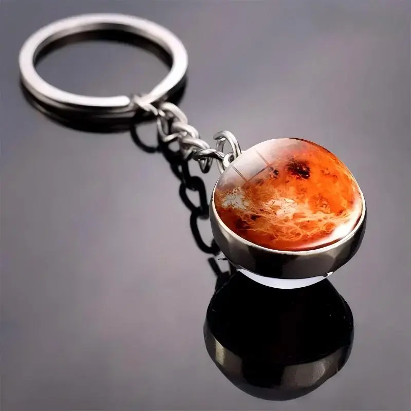 Unisex 8-Planet Solar System Keychain - Round Pendants, Real Layout, Portable Saturn Metal Keyring, Keychain for Purse, Lightweight Space-Themed Educational Jewelry, Sports & Outdoor Accessory