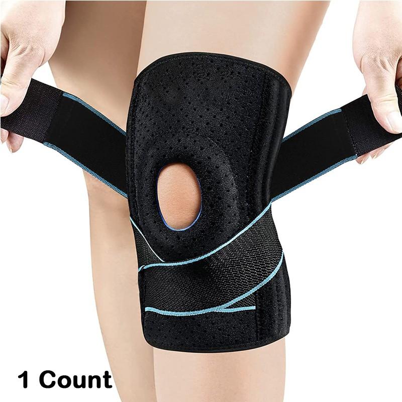 Adjustable Knee Support with Side Stabilizer, Knee Brace for Running and Sports, One Piece Knee Protector for Stability, Protective Sleeve