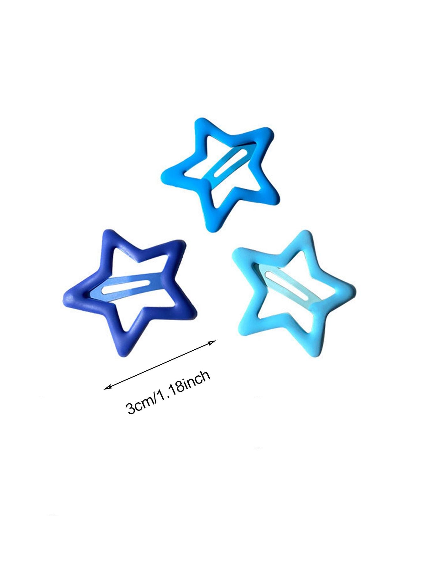 10pcs Set Single Color Random Mix Cute Metal Star Hair Clips, Multicolor Headbands for Students and Women, Casual All-Season Hairstyle Accessories