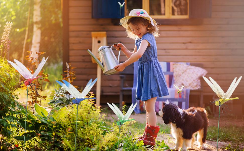 12 Counts Outdoor Fake Dragonfly Rod Clip, Garden Metal Dragonfly. Natural Organic Concept, 3D Dragonfly Garden Decoration, Garden Bird and Fly Interfere Devices for Indoor and Outdoor Garden,Creative Home Accessories Decorative Design