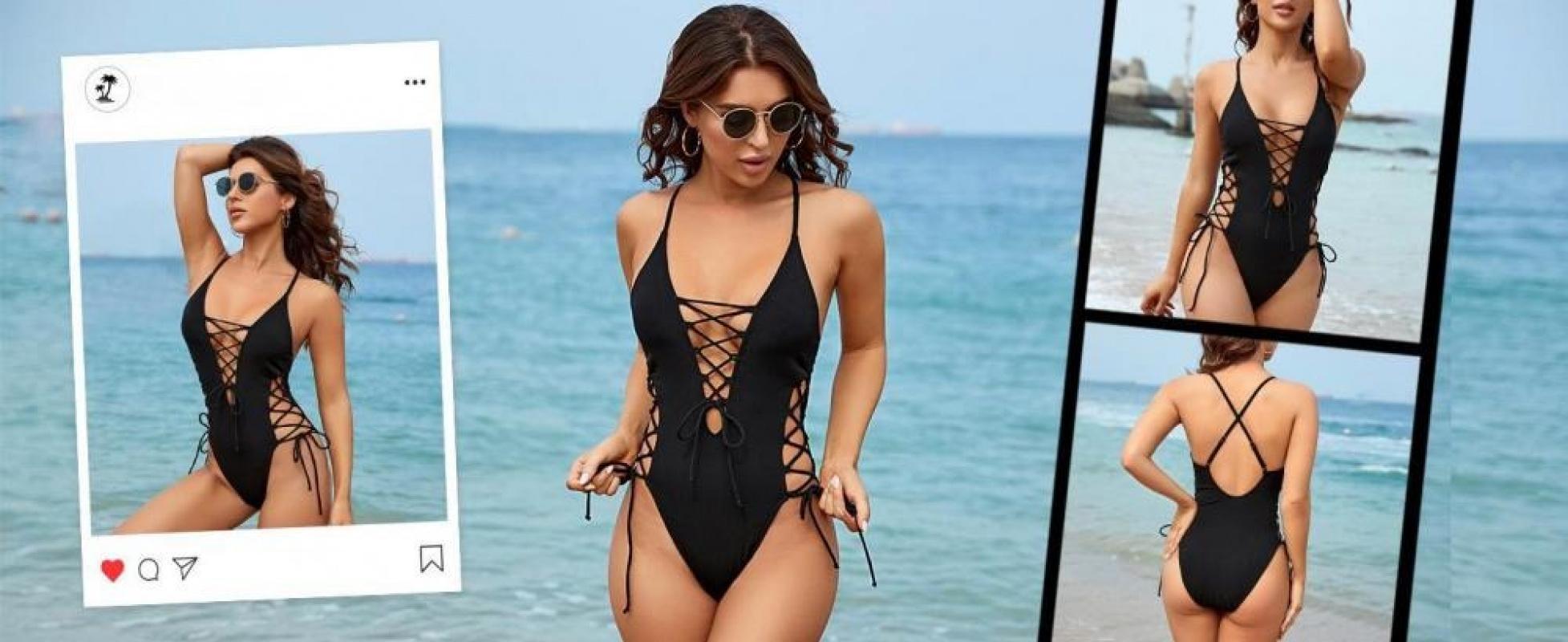 2026 Sexy Backless One-Piece Swimsuit for Women, Crisscross Tie Back Monokini, High Cut Bathing Suit, Multi-Color Swimwear