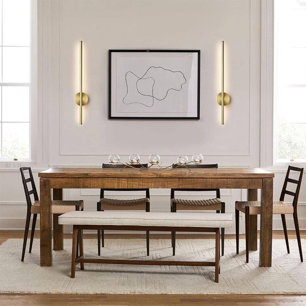 2-Pack Rechargeable Modern LED Wall Lights | Wireless | Black/Gold | 50CM | 4400mAh Battery | Touch + Remote Control | 3 Color Temperatures | Ideal For Living Room/Bedroom/Study | Interior LED Lights