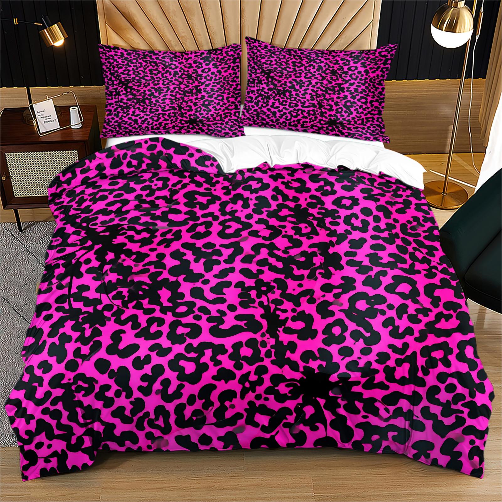 2/3 Pcs Vintage Leopard Print Duvet Cover Set (without Filling And Pillow Insert), High-Density Skin-Friendly Smooth Fabric, Deep Pocket Snug Fit, Versatile Bedding for Bedroom And Homestay
