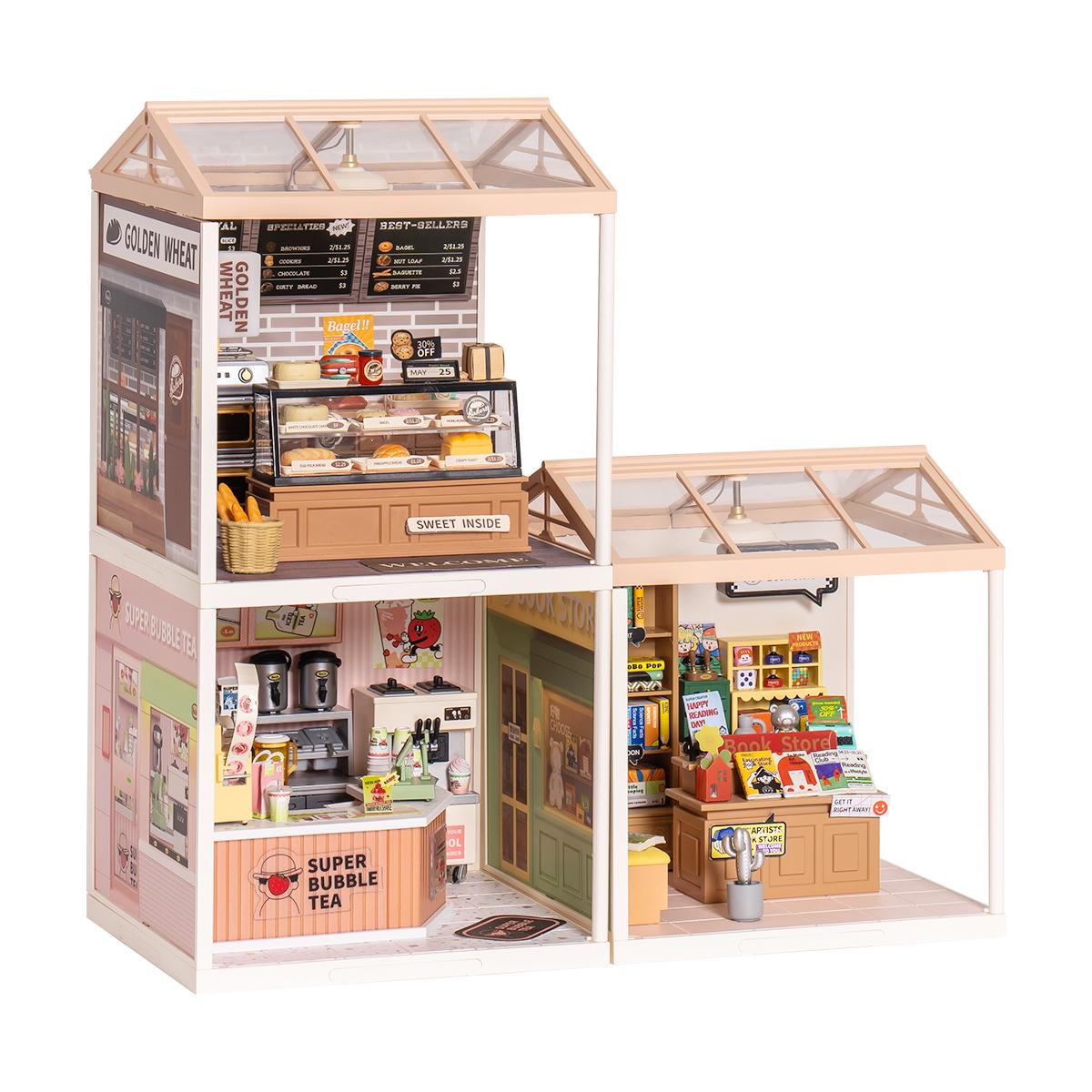 Rolife DIY Miniature Dollhouse Kit Super Store Series Plastic Building Blocks Kits Mini Dollhouse Plastic Tiny Room Craft