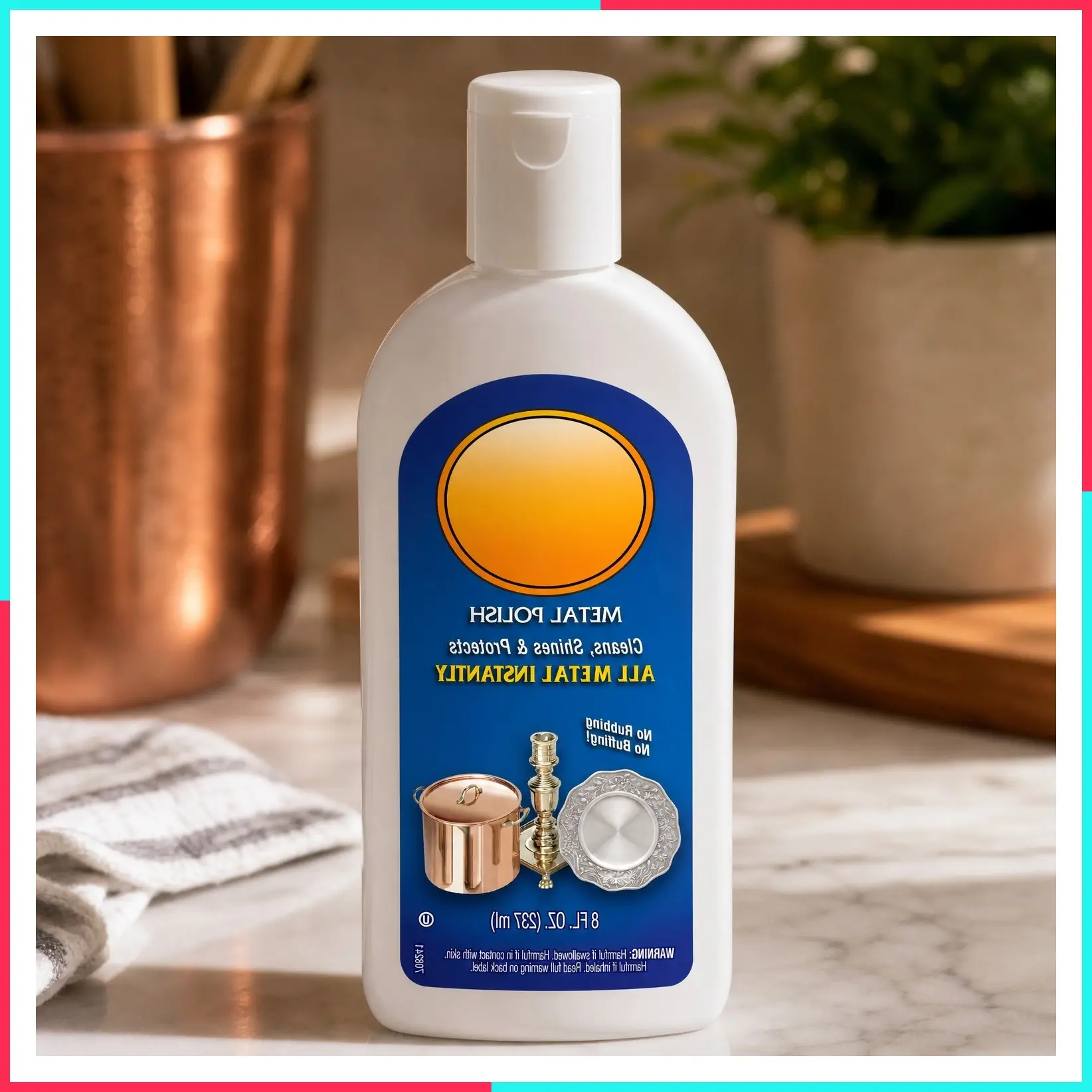 Metal Polish Liquid Multipurpose Cleaner & Tarnish Remover, 8 oz | Non-Abrasive, For Sterling Silver, Silverplate, Brass, Copper, Stainless Steel, Pewter & Chrome, Removes Tarnish Fast