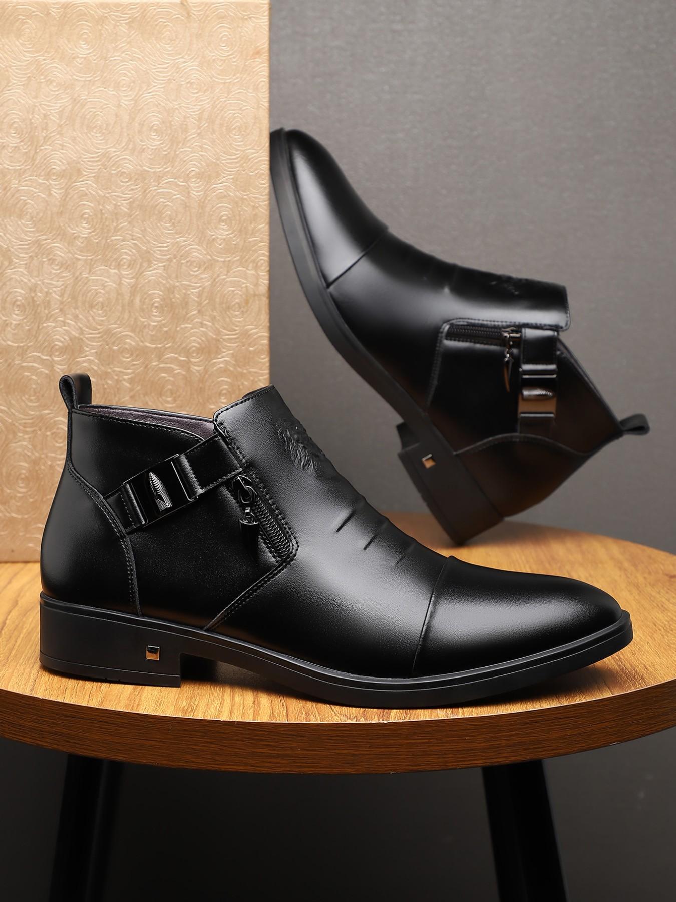 Men's Casual Boots Daily Wear, Rubber Sole PU Leather Upper, Comfortable and Stylish Footwear for Everyday Use