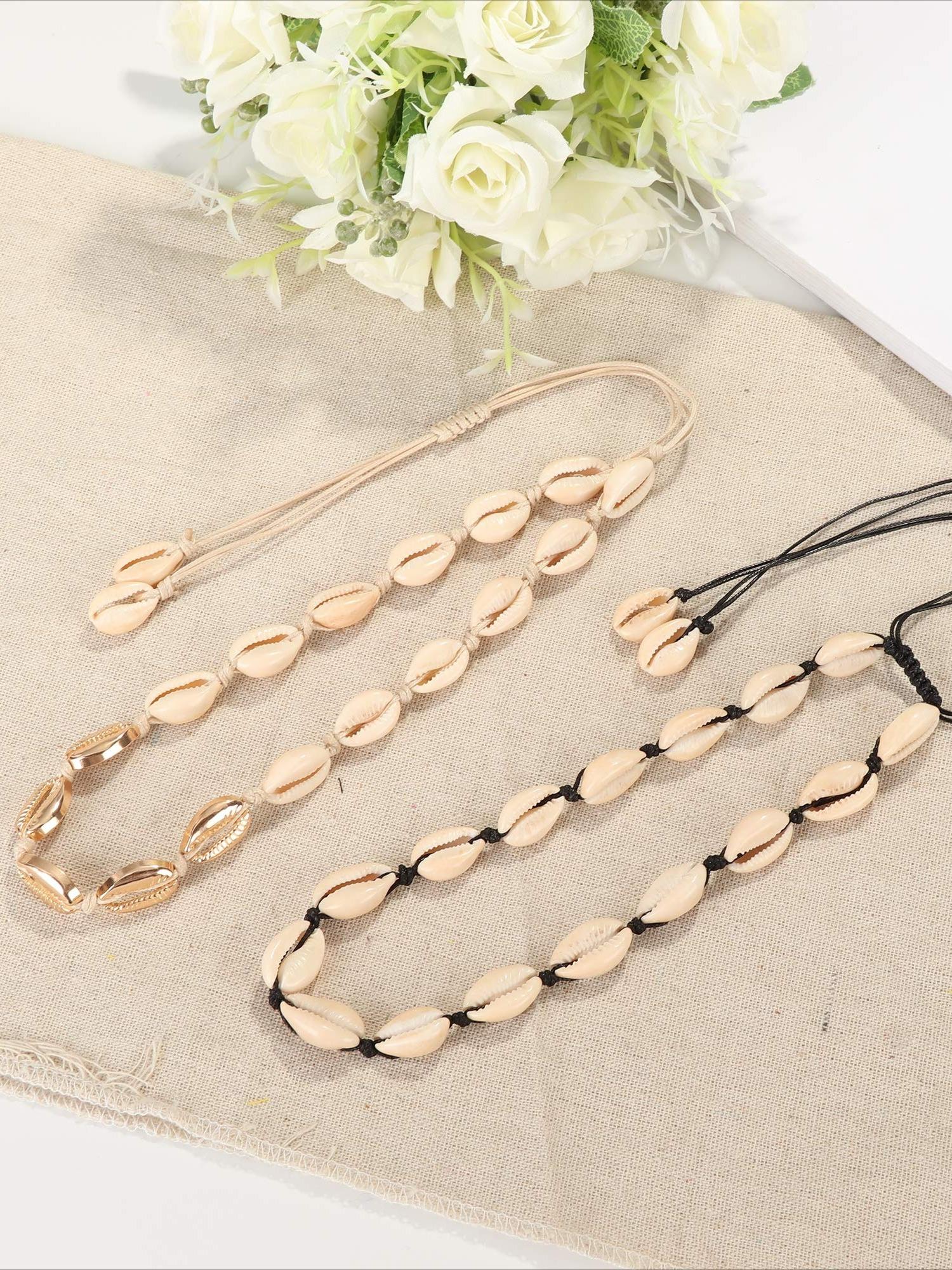 4 Pcs Colorful Vibrant Bohemian Shell Choker Collection for Women Men Natural Cowrie Shell Beach Necklaces Lightweight Layered Design Perfect for Summer Travel Parties Thoughtful Gifts