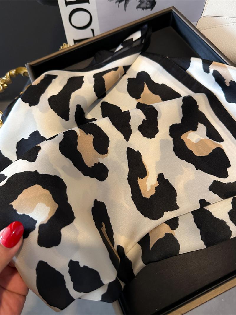 Fashion Leopard Print Square Scarf, Casual Soft Comfortable Shawl for Daily Wear, Fashion Accessories for Women & Girls, Boho Style Scarf