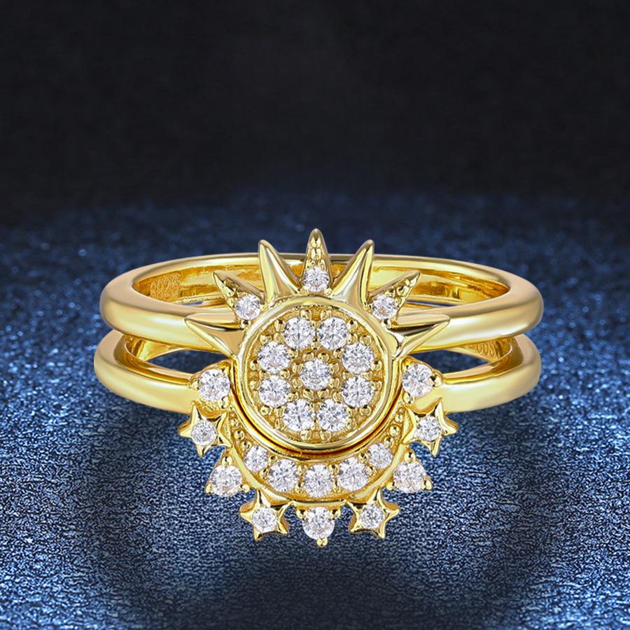 Sterling Silver Moon and Sun Ring Sterling Silver Eternal Love Zodiac Approved Soulmate Jewelry