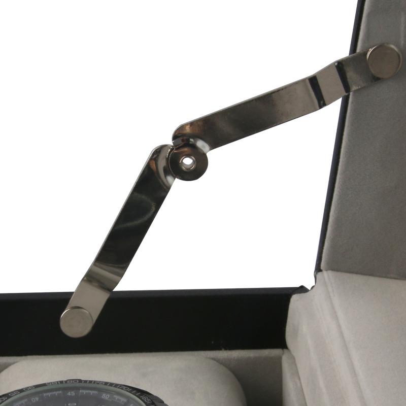 SUNNYGLADE 12 Slot PU Leather Lockable Watch Storage Boxes, Men & Women Jewelry Display Drawer Case, 2-tier Organizer Watch Showcase with Glass Lid (Black)