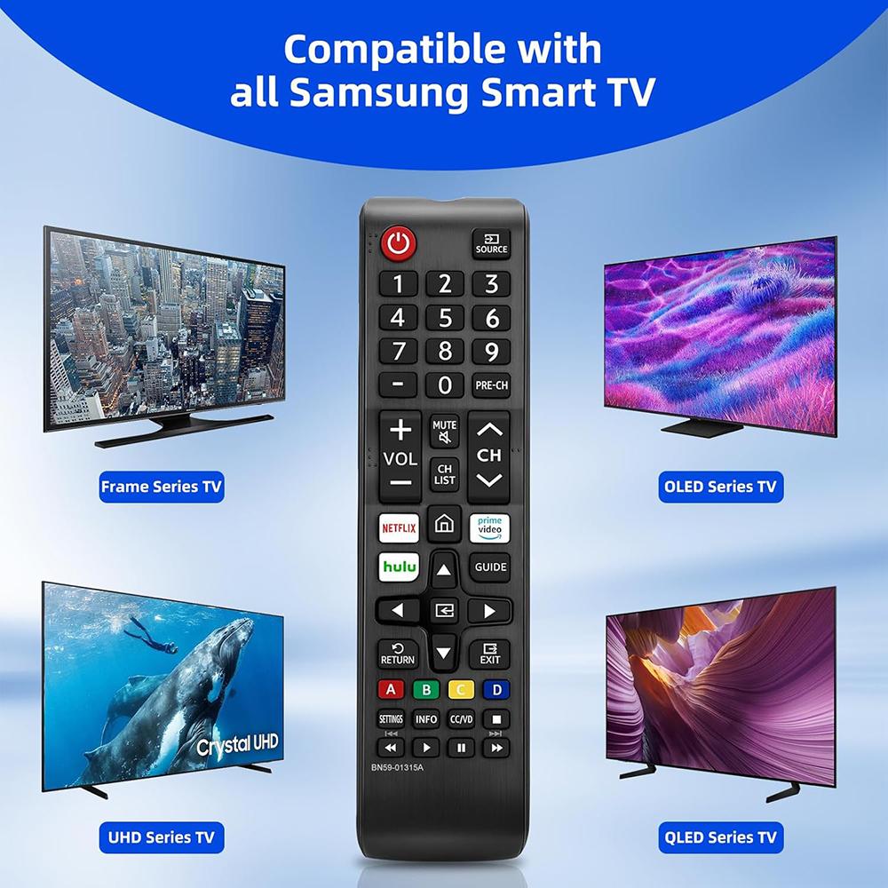 Universal Replacement for All Samsung Smart TV Remote,BN59-01315A Remote Control Replacement for Samsung-Smart-TV-Remote, for All Samsung LED QLED LCD 6/7/8/9 Series 4K UHD HDTV HDR Flat Curved Smart TV, with Netflix, Prime Video and Hulu Button