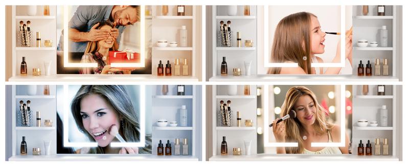 VOWNER Makeup Vanity Desk Set with Led Lighted Mirror,Modern Vanity Table Set for Bedroom