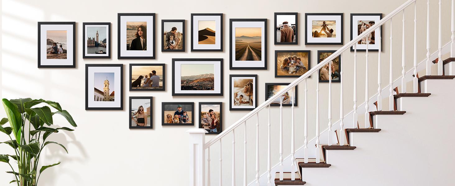 5-Pack Rectangular Black 4x6 Picture Frames, Wall or Tabletop Display, Holds 3.5x5 Photos with Mat or 4x6 Without, Modern Classic Home Decor Gallery Wall Set