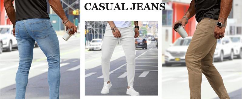 TUREFACE Mens Jeans Slim Fit Skinny Denim Stretch Tapered Jean Pants