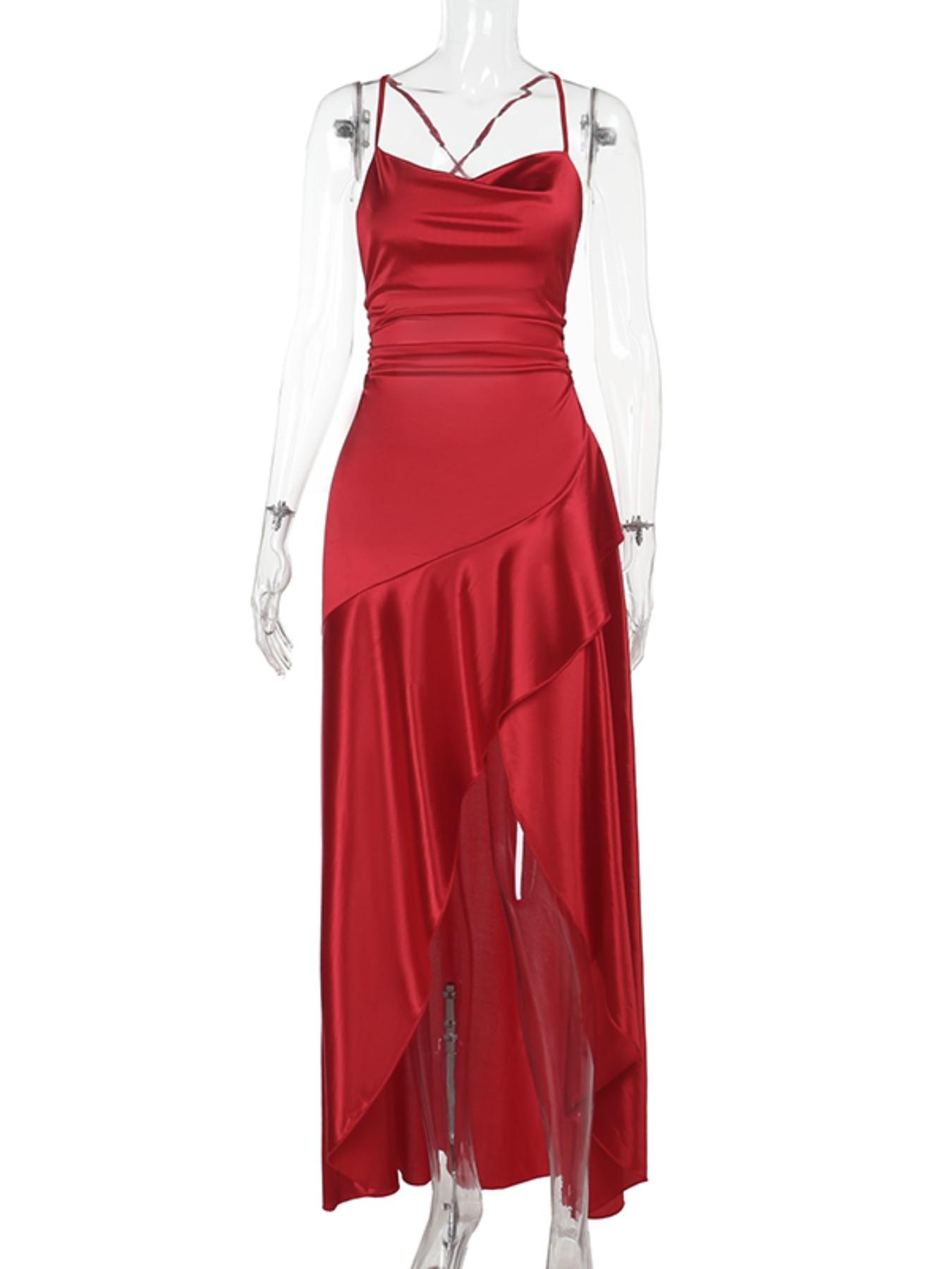 Elegant Satin Evening Dress for Formal Occasions, Perfect Party Gown for Weddings and Events, Ladies' Stylish Ballgown, Elegant Romantic Dress