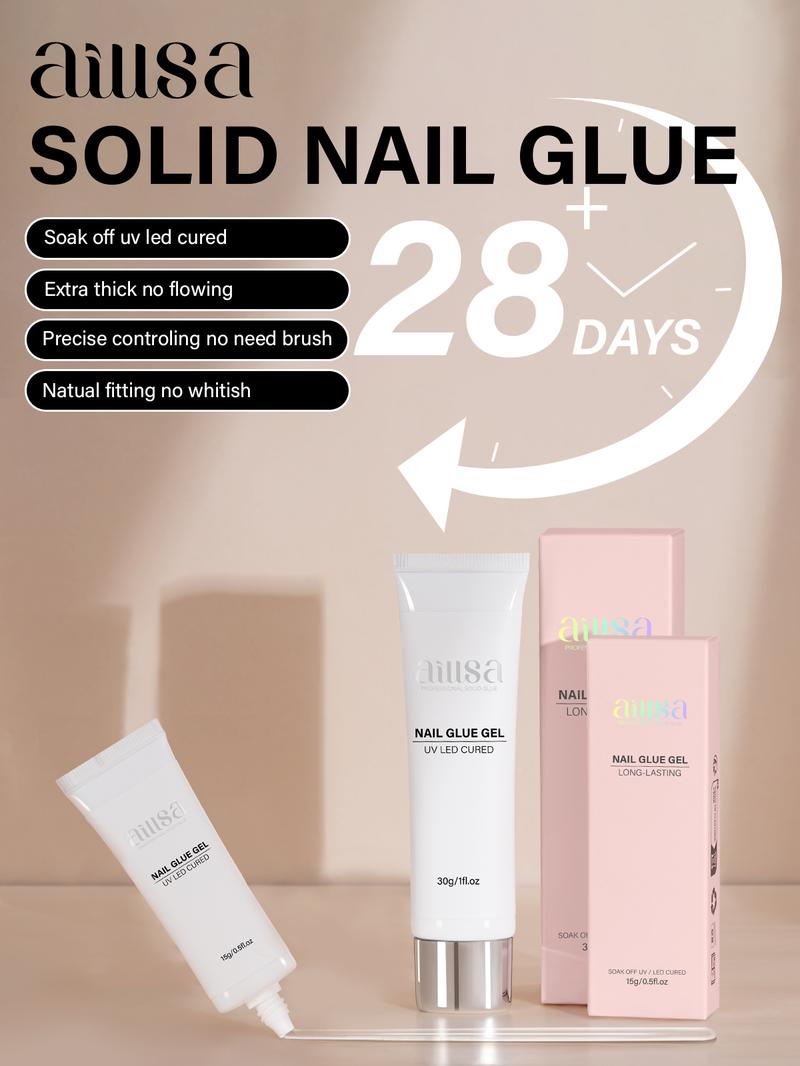 AILLSA Strong Solid Gel Nail Glue for Clear Nail Tips, Mini UV Lamp Strong Hold Cured Needed Acrylic Nails gel x nails Extension for Long Lasting Durable DIY Nail Art Tiktokshopblackfriday