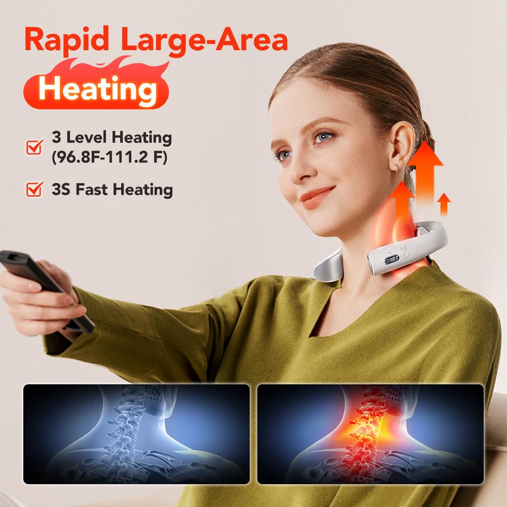 SKG K5-3 PRO Heated Neck Massager - Pulse EMS + Red Light + Vibration Traction, Portable 4D Design Neck Relaxer for Muscle Relaxation