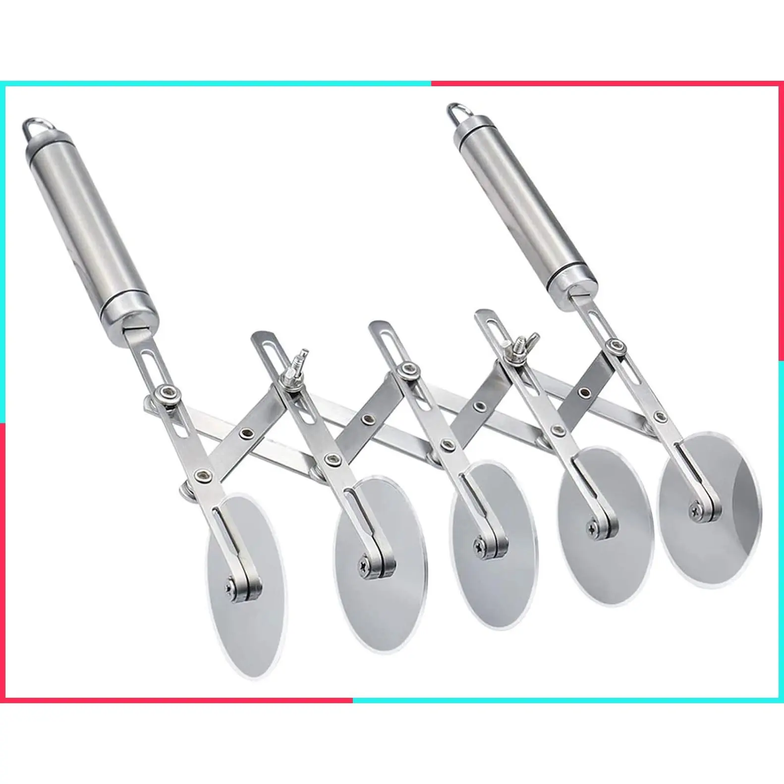 5-Wheel Pastry Cutter, Stainless Steel Pizza Slicer, Multi-Round Dough Cutter, Roller Cookie Pastry Knife Divider with Handle