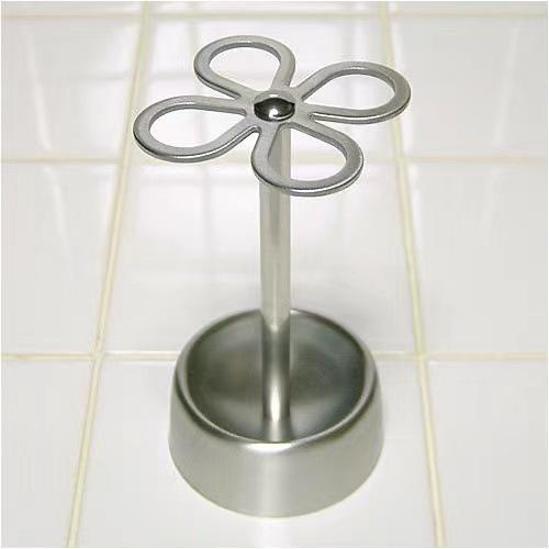 Minimalist Stainless Steel Toothbrush Holder, Four-Leaf Clover Design, Classic Countertop Organizer, Industrial Style Bathroom Accessory