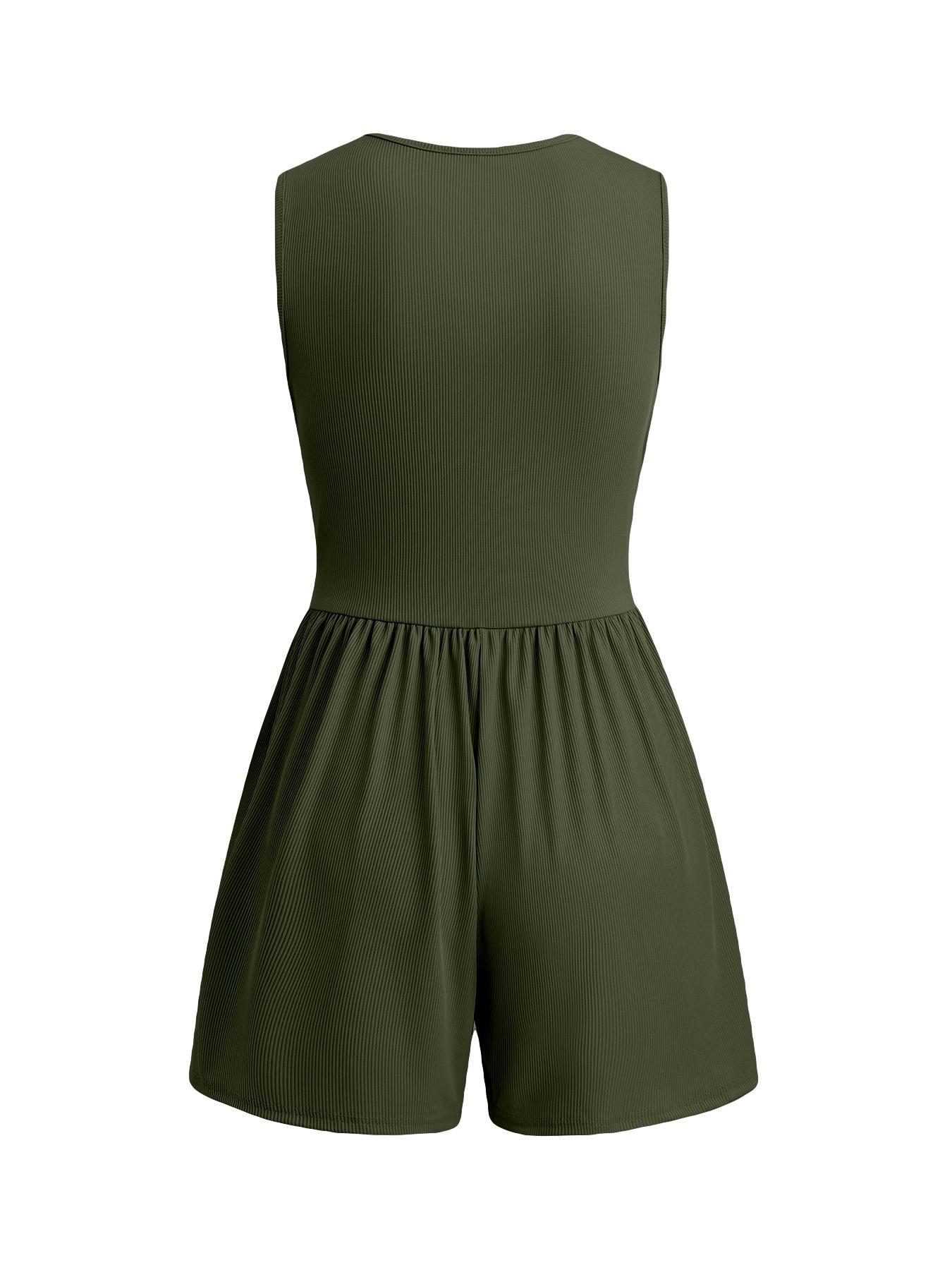 1 Piece Spring Summer V Neck Sleeveless Romper Women | Ribbed Ruched Waist Wide Leg Short Jumpsuit | Casual Chic Style Stretchy Comfy Outfit for Daily Vacation Beach Wear 1 Piece Spring Summer V Neck Sleeveless Romper Women | Ribbed Ruched Waist Wide Leg Short Jumpsuit | Casual Chic Style Stretchy Comfy Outfit for Daily Vacation Beach Wear