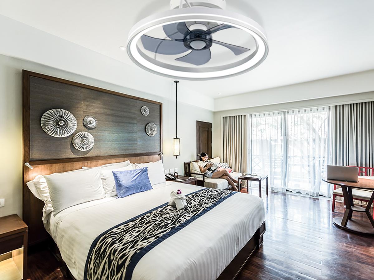 BaySquirrel Ceiling Fans with Lights, Flush Mount Modern Ceiling Fan and App & Remote Control, 19" LED Dimmable 6 Speeds Summer Gift Dealsforyoudays