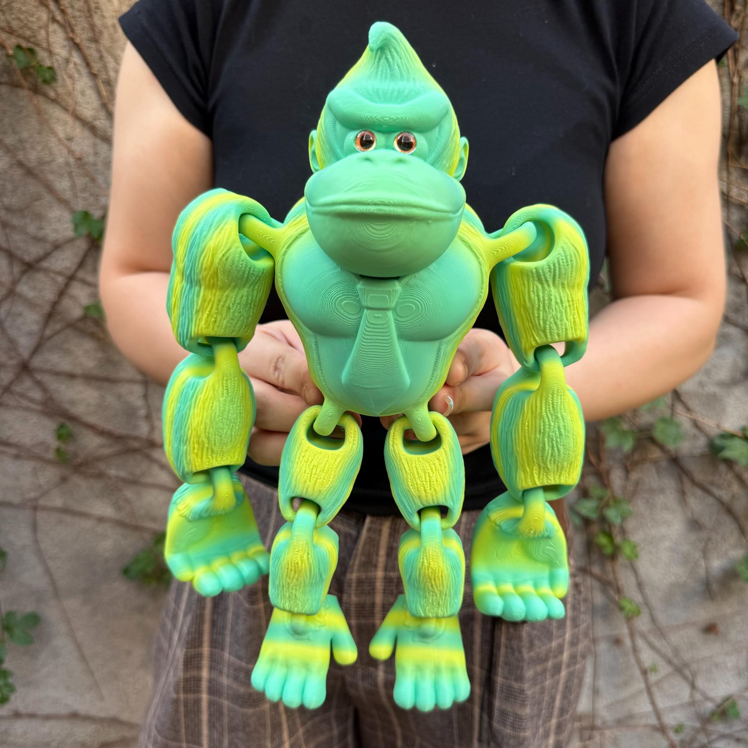3D Printed Long Arm Gorilla Figurine, Home Decor, Realistic Eyes, Moveable Joints, Articulating Animal Figurines, Christmas Gift, Birthday Present, Animal Statue