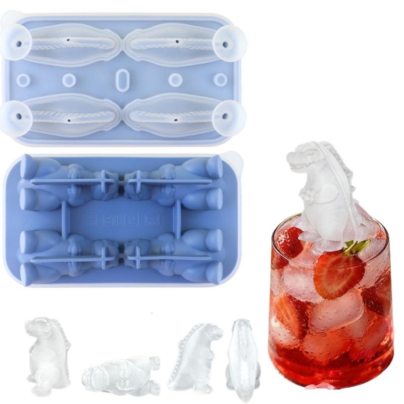 Dinosaur Ice Cube Tray, Silicone Ice Trays for Freezer, Easy Release BPA Free Mold with Lid, Perfect for Oxo Whiskey Cocktail Drinks