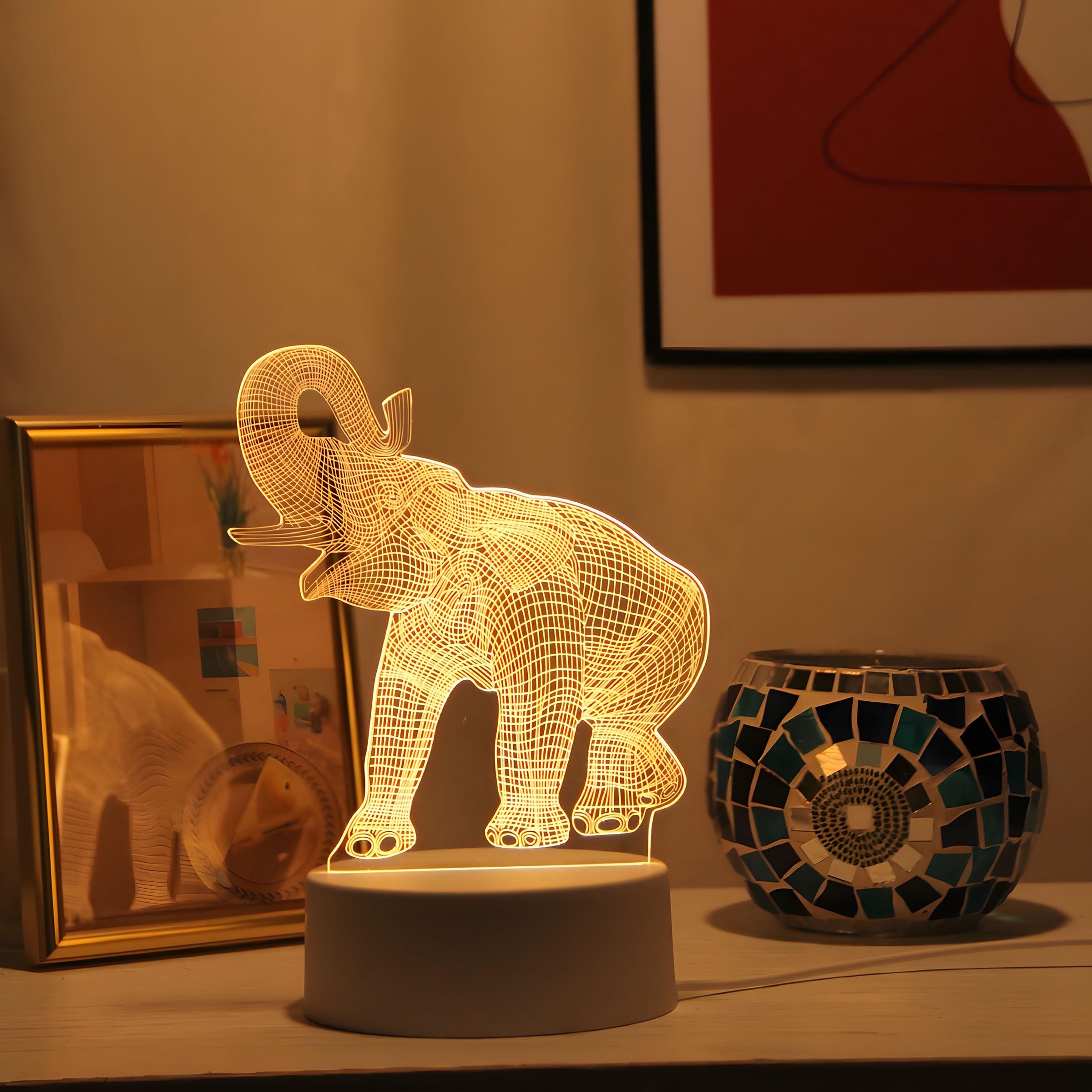 USB Glow Elephant Creative Night Light, Cute Elephant Home Decor, Desktop Decoration, Living Room Room Decor, Birthday Gift, Holiday Gift, Animal Night Light
