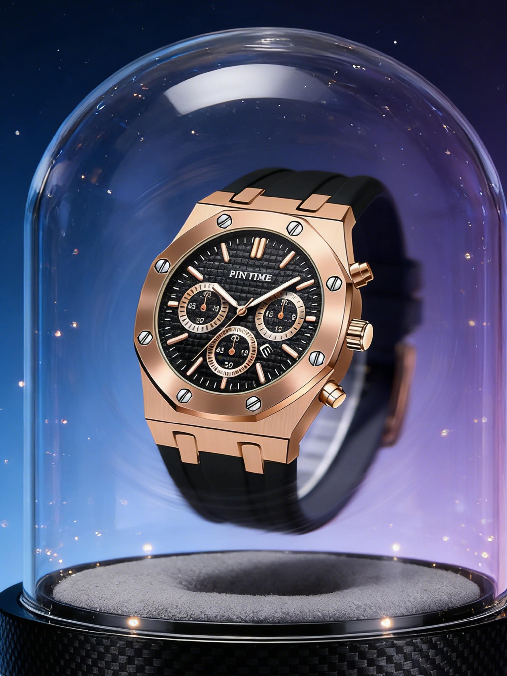 Men's Sporty Quartz Analog Watch with Silicone Strap, Analog Quartz Watches, Men's Stylish Watch for Any Occasion, Modern Fashionable Wristwatch for All Seasons, Casual Trendy Wristwatch detail 8