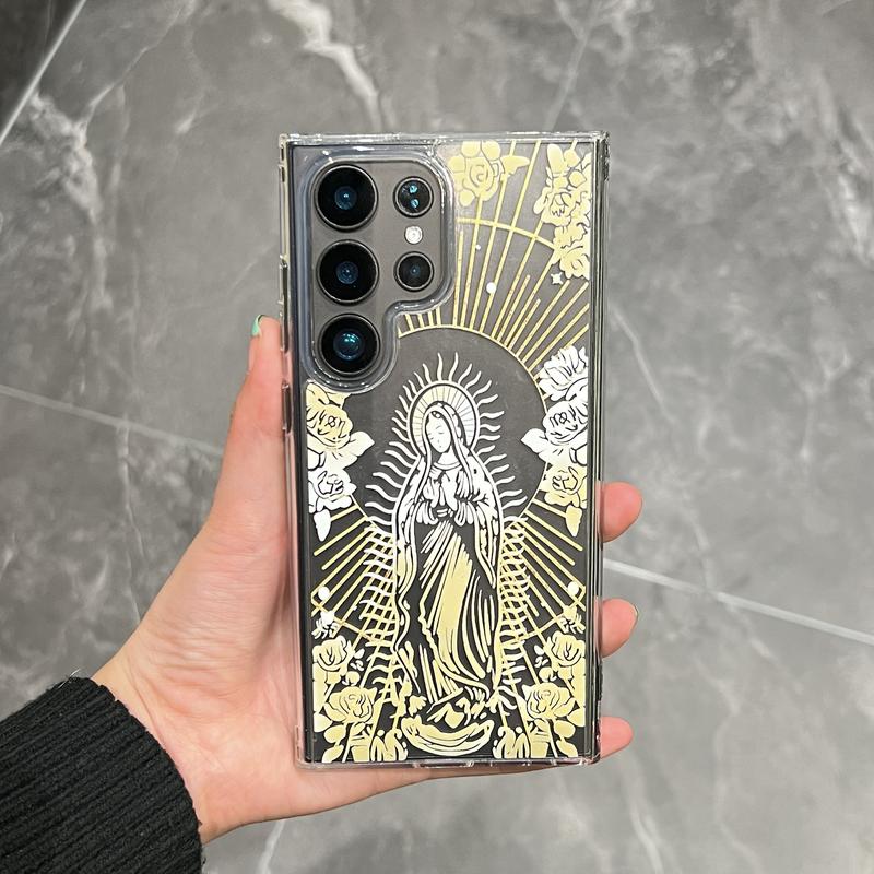 Virgin Mary Pattern Phone Case, All-inclusiveClear Soft TPU Shockproof Cover PhoneAccessories Compatible with  Samsung S24Ultra S23Plus S22Plus S23 S22