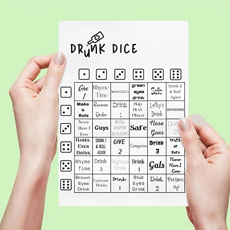 Drunk Dice Drinking Game Card, Interactive Dice Instruction Board Game, Fun Adult Party Prop, Creative Table Game for Bar/family Gatherings