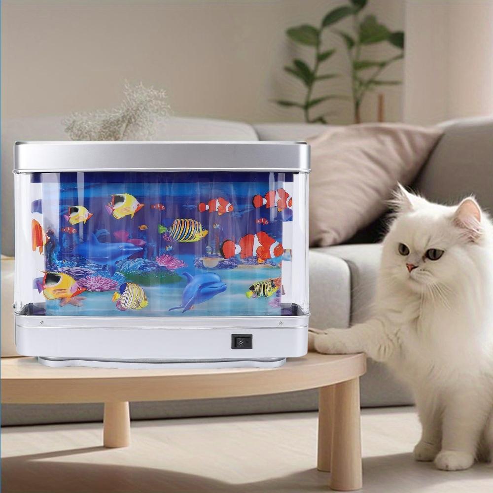 Adjustable LED Aquarium Light with Dynamic Fish Shadows, Aquarium Sensory Lamp, with Wall Shelf Display, Ocean Scene Decor Lamp for Bedroom, Living Room, Office, Aquarium Decor, Office Relax, Oceanthemed Lighting, Switch Control Lighting