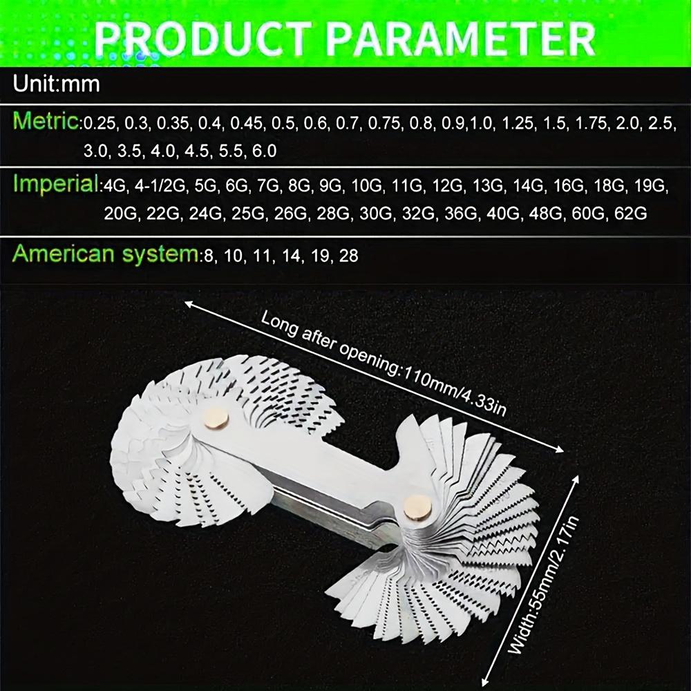 6 Style Alloy Thread Gauge – Dual Metric & Imperial Thread Checker,Handheld Nut and Bolt Identifier,Precision Thread Measurement Tool with Ergonomic Grip,Durable Alloy for Mechanical,Industrial,and DIY Use,Accurate Thread Size Gauge