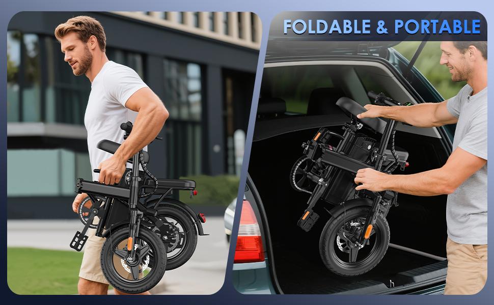 Electric Bike 750Watt Motor, 22MPH 30+ Miles PAS Range Bikes, Folding Ebike 14" Adults Electric Bicycles, 48V12 Removable Battery, Men's and Women's Adult E-bike,UL 2849 Certified Electric Bike 750Watt Motor, 22MPH 30+ Miles PAS Range Bikes, Folding Ebike 14" Adults Electric Bicycles, 48V12 Removable Battery, Men's and Women's Adult E-bike,UL 2849 Certified