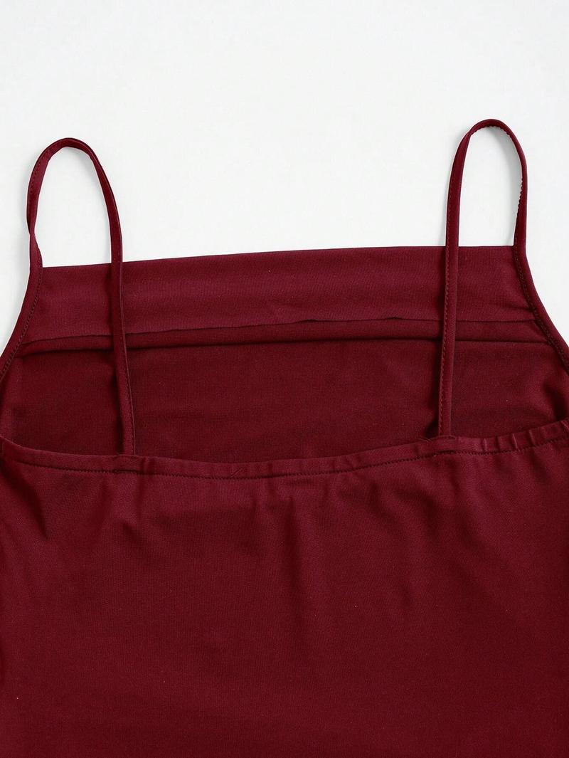 Women Fashion Solid Color Slim Long Cami Dress Casual Comfort