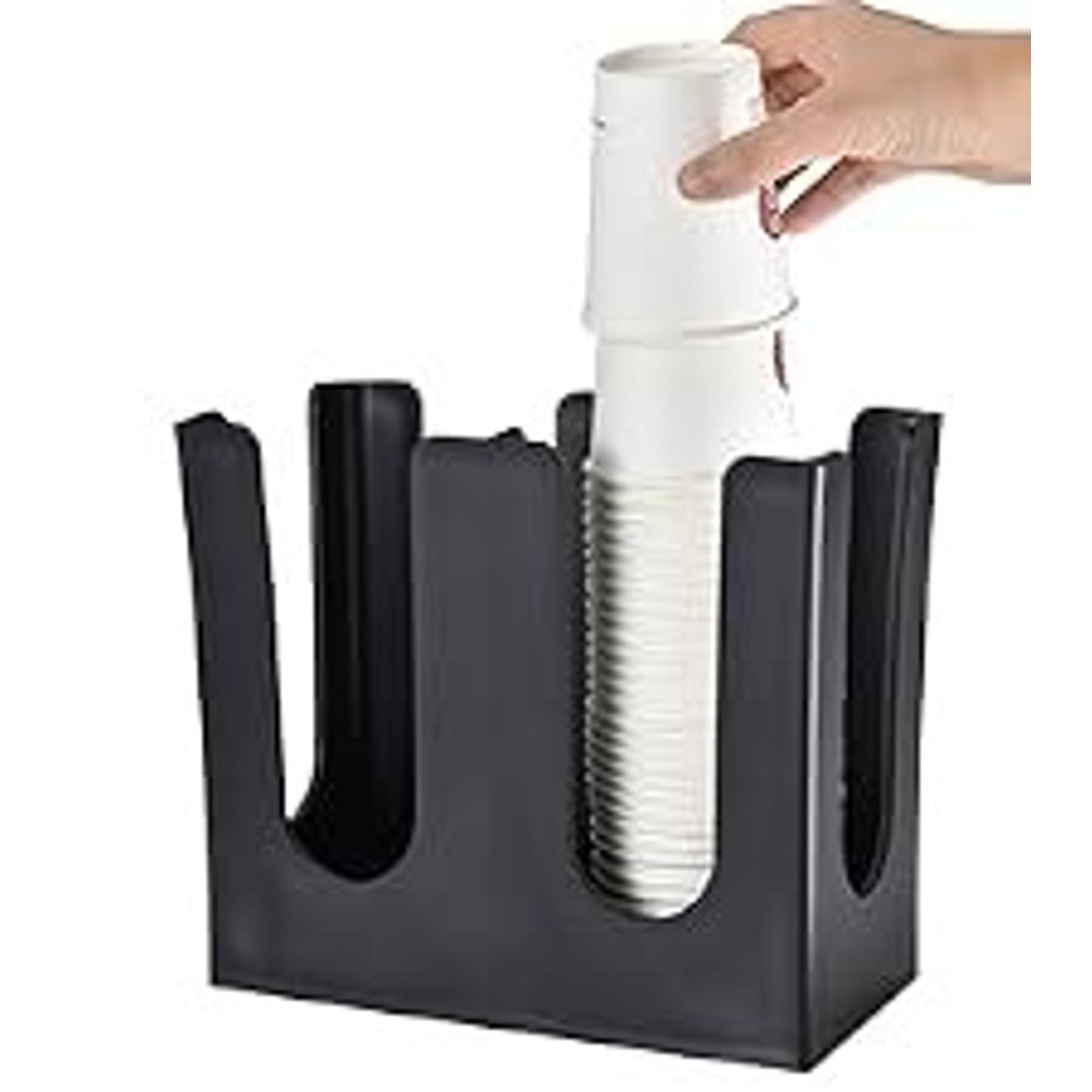 Cup Dispenser, Wall Mount Water Cooler Cup Dispenser | fits 4-7 oz Disposable Paper and Plastic Cups, Pull Type Cup Holder for Bathroom, Office, Break Room, Gym, Black