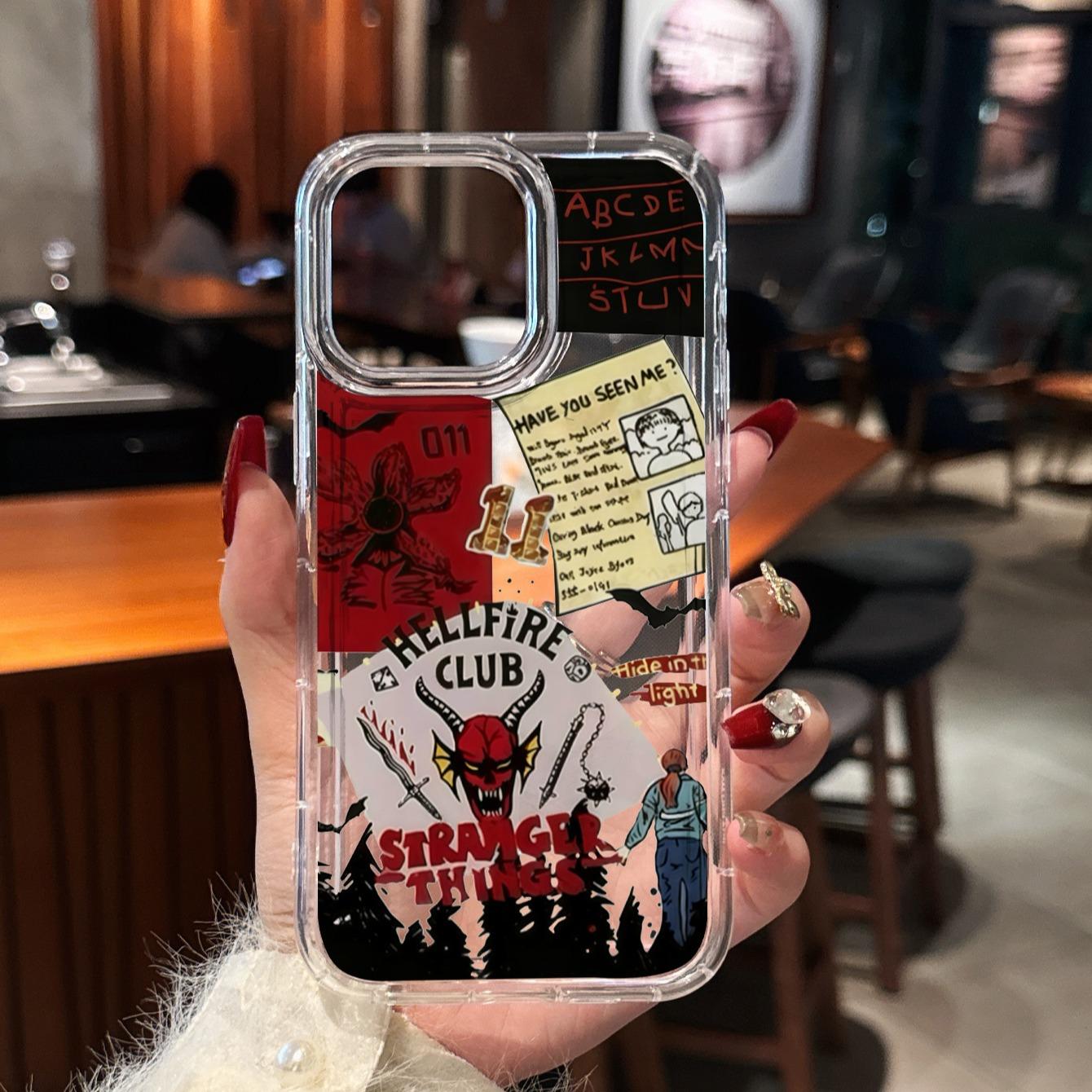 Transparent Shockproof Phone Case for Apple & Samsung, Stranger Things Pattern, Fits Air 17 Pro Max Plus 15 14 13 12 11 X XR