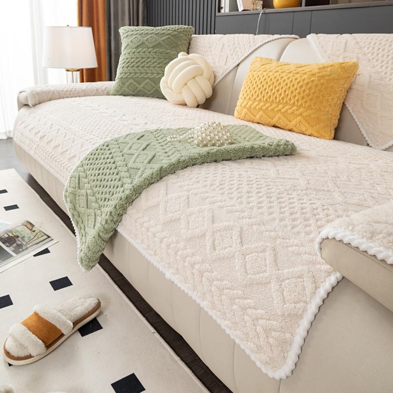 Solid Color Sofa Cover, Sofa Couch Covers, Non-Slip Sofa Slipcover, Soft & Comfortable Sofa Towel, Perfect for Living Room Protection, Soft Sofa Protector